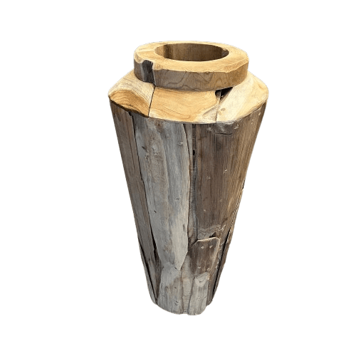 Jarron Madera Teka 80 cms Alto 1 Jarron Madera Teka 80 cms Alto - Camino a Casa Uruguay